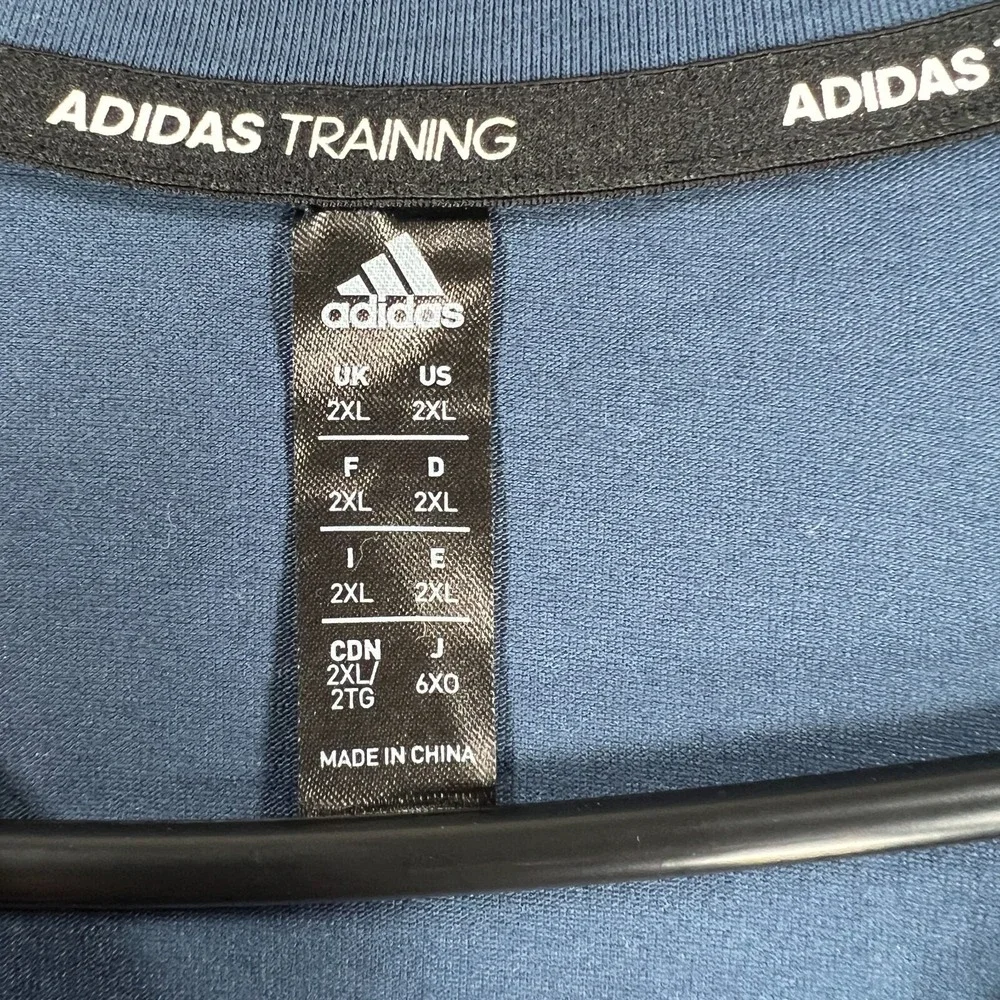 Adidas x Peleton Shirt Mens 2XL XXL Blue Short Sleeve Activewear Soft Sharp